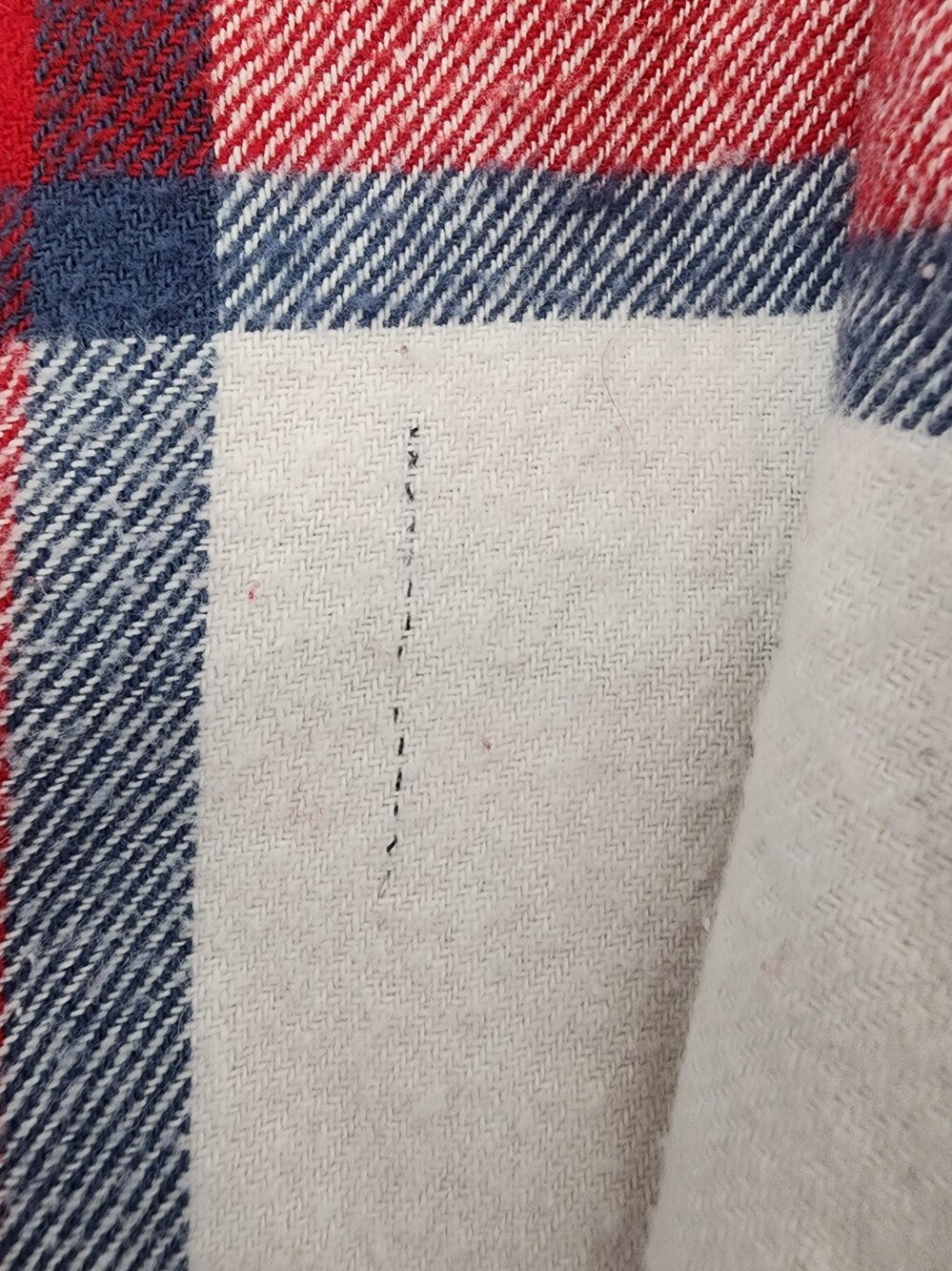 Plaid Flannel Dress Duster Button Down Long Sleeve Red White Med Dizzy Lizzy - Picture 14 of 15